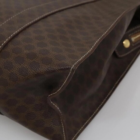 CELINE Macadam Canvas Tote Bag PVC Leather Brown Gold Auth - Picture 5 of 16